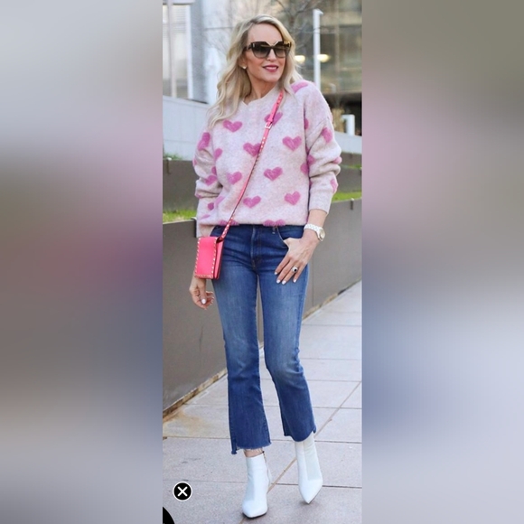 CHICWISH Contrast Color Fuzzy Hearts Knit Sweater - Picture 6 of 11